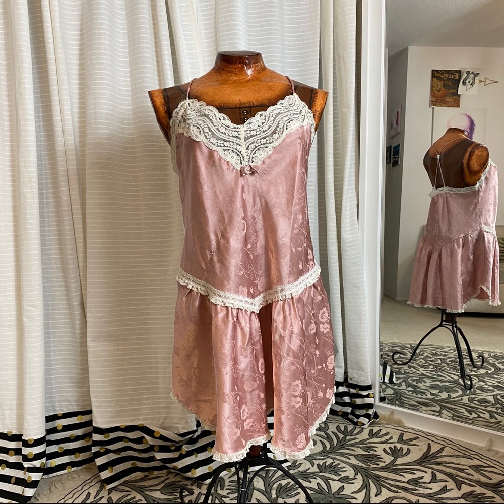✨1960s pink DIOR coquette girl Silk Satin Nighty romantic girly - Picture 7 of 15